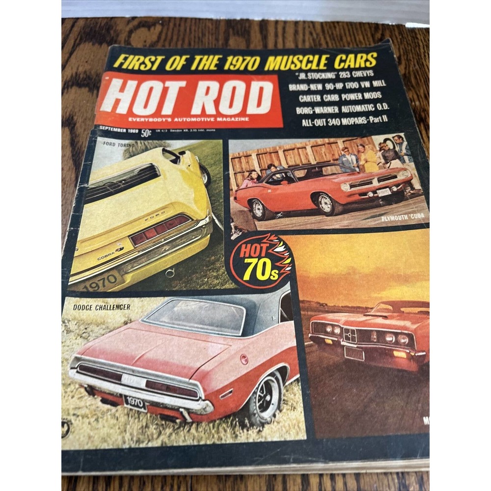 Hot Rod Magazine Sept.1969/Cuda/Torino/Challenger/Spoiler